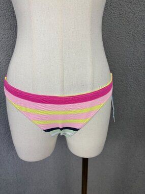 Roxy Women's Stripe Soul Mid Waist Bikini Bottom Multicolor Size Small NWT's